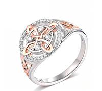 Handmade Witch’s Return-Knot Protection Ring, Protect Your Loved Ones, Alloy Witches Knot Ring, Silver Knot Design with Rose-Gold Detail for Women & Girls (10)