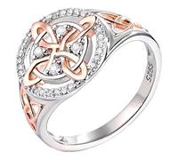 Handmade Witch’s Return-Knot Protection Ring - Protect Your Loved Ones, Silver Knot Design with Rose-Gold Detail (#A,#7)