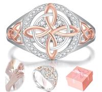 Handmade Witch's Knot Ring Return-Knot Protection With Cubic Zirconia, Rose Gold Accents, Specially Designed Gifts for Women Mum Wife Valentine's Day, Mother's Day,Birthday (7)