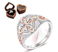 Handmade Witch's Return-Knot Protection Ring, Protect Your Loved Ones, Silver Knot Design with Rose-Gold Detail(#10)