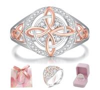 Handmade Witch's Return-Knot Protection Ring, Protect Your Loved Ones, Silver Knot Design with Rose-Gold Detail for Women (6)