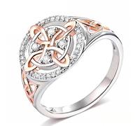 Handmade Witch's Return-Knot Protection Ring, Protect Your Loved Ones, Silver Knot Design with Rose-Gold Detail, for Womans (8)