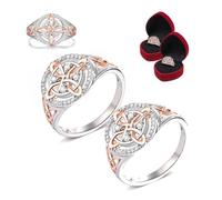 Handmade Witch's Return-Knot Protection Ring, Witches Knot Ring, Protect Your Loved Ones, Silver Knot Design with Rose-Gold Detail, Vintage Gift for Women (2Pcs, 6)