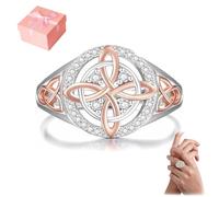 Handmade Witch's Return-Knot Protection Ring, Witches Knot Ring, Protect Your Loved Ones, Silver Knots Design with Rose-Gold Detail, Vintage Jewelry Gift for Girlfriend (9)
