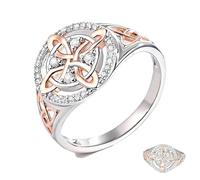 Handmade Witch's Return-Knot Protection Ring, Witches Knot Ring, Silver Design with Rose-Gold Detail, for Women.. (12)