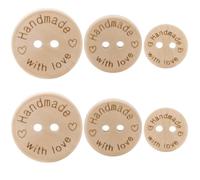 Handmade with Love Wooden Buttons 140 Pcs Round Shape for Cardigans Knitting Sewing and Craft Decorations 15mm 20mm 25mm