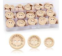 Handmade with Love Wooden Buttons for Cardigans 140 Pcs Hand Made Wood Button 15mm 20mm 25mm Knitting Clothes Crafting