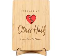 Handmade Wood 5th Anniversary Valentine's Day Card Gift for Wife Husband Girlfriend Boyfriend Her Him(you are my other halk)