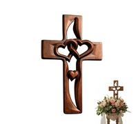 Handmade Wood Cross with Interwoven Hearts, Intertwined Heart Marriage Cross Wall Decor, Religious Gift for Easter Christmas Wedding Valentine Day