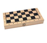 Handmade Wood Folding International Travel Chess Set Board Game Toy 24x24 cm Black