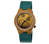 Handmade Wood Germany® Designer Women's Watch Men's Watch Organic Natural Wood Clock Leather Bracelet Clock Save The Trees Classic Analog Quartz Brown Blue/Turquoise Flowers Daisies Natural Limited Edition