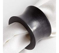Handmade Wood Napkin Ring Set with Napkin Rings - Artisan Crafted in India (Black Concave, Pack of 12)