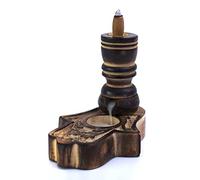 Handmade Wooden Backflow Incense Cone Dhoop Stick Burner Reverse Flow Waterfall Fountain Smoke Stand Ash Catcher Air Diffuser With 12 Incense Cones Home Living Room Decor Aromatherapy Yoga Meditation
