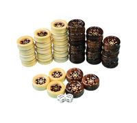 Handmade Wooden Backgammon Tiles Inlaid Design Faux Leather Box Protective Lacquer BGZW56SD02