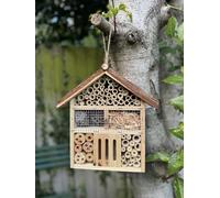 Handmade wooden birdhouse hut with ladder 18x12x19.5cm