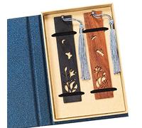 Handmade Wooden Bookmark Gift Box Set, 2pcs Wooden Bookmarks Handmade Natural Wood Bookmark with Tassel, is A Unique Gift for Teachers, Students, Men and Women