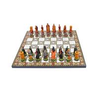 Handmade Wooden Chess Set, Hand Painted Chess Pieces And Wooden Chess Board, Handmade Medieval Chess Set, Collector Chess Set