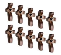 Handmade Wooden Cross My Heart, Fidget Fingertip Stress Relief Gifts, Prayer Holding Encouragement Small Handheld Pocket Cross for Adults Praying, Clutching, Clinging(Black heart - A(10PC))