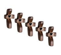 Handmade Wooden Cross My Heart, Fidget Fingertip Stress Relief Gifts, Prayer Holding Encouragement Small Handheld Pocket Cross for Adults Praying, Clutching, Clinging(Black heart - A(5PC))