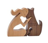Handmade Wooden Dog and Man Figurine, Unique Wooden Dog Gifts, Puppy and People Colle Ornament Sculpture Arts Craft
