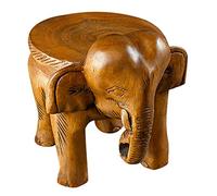Handmade Wooden Elephant Decorative Stool Natural Multicolored Side Table for Home Decor and Statues