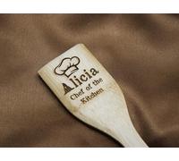 Handmade Wooden Engraved Personalised Spatula Spoon - Chef of The Kitchen