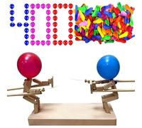 Handmade Wooden Fencing Puppets, Balloon Brawlers Game with 400 Balloons, Fun Exciting Balloon Bamboo Man Battle Game Balloon Brawlers for 2 Players Christmas Party