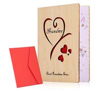 Handmade Wooden Grandma Cards for Christmas & Birthday, Great Grandma Card with Envelope
