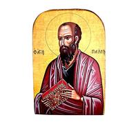 Handmade Wooden Greek Orthodox Icon of Saint Paul - 5.1x3.5 in / 13x9 cm / MP2