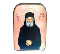 Handmade Wooden Greek Orthodox Wood Icon of Saint Elder Paisios / Mp2.1