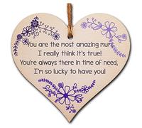 Handmade Wooden Hanging Heart Plaque Amazing Mum quote fun inspirational thoughtful keepsake wall hanger daughter son kids