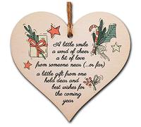 Handmade Wooden Hanging Heart Plaque Christmas Tree Bauble Sweet Poem Festive Wishes Card Alternative Long Distance Family Friends