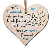 Handmade Wooden Hanging Heart Plaque Gift for Grandads from Kids Babies Thoughtful Keepsake