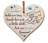 Handmade Wooden Hanging Heart Plaque Gift for Grandpas from Kids Babies Thoughtful Keepsake