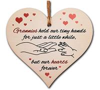 Handmade Wooden Hanging Heart Plaque Gift for Grannies from Kids Babies Thoughtful Keepsake