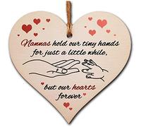 Handmade Wooden Hanging Heart Plaque Gift for Nannas from Kids Babies Thoughtful Keepsake