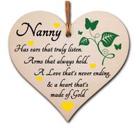 Handmade Wooden Hanging Heart Plaque Gift for Nanny Loving Thoughtful Present