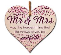 Handmade Wooden Hanging Heart Plaque Gift for the Perfect Newly Wed Couple