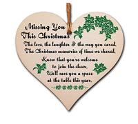 Handmade Wooden Hanging Heart Plaque Gift to Remember Lost Loved Ones at Christmas