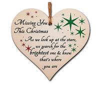 Handmade Wooden Hanging Heart Plaque Gift to Remember Lost Loved Ones at Christmas