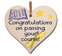 Handmade Wooden Hanging Heart Plaque Gift Well done on Passing Your Exams Congratulations Graduation Keepsake