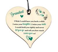 Handmade Wooden Hanging Heart Plaque Keepsake GRANDAD have you back Sign Memorial Birthday Gift Grave #1146