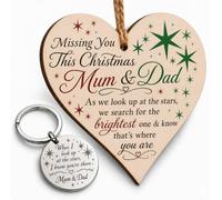 Handmade Wooden Hanging Heart Plaque & Keyring Lost Loved Ones Christmas | Printed with their name for a personal memory, Engraved steel token to keep them close each day, Comforting sympathy gift