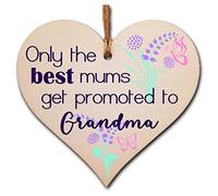 Handmade Wooden Hanging Heart Plaque perfect for new Grandmas fun special keepsake Only the best Mums get promoted from grandchildren card alternative