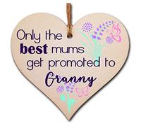 Handmade Wooden Hanging Heart Plaque perfect for new Grannies fun special keepsake Only the best Mums get promoted from grandchildren card alternative