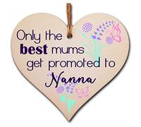 Handmade Wooden Hanging Heart Plaque perfect for new Nannas fun special keepsake Only the best Mums get promoted from grandchildren card alternative