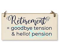 Handmade Wooden Hanging Wall Plaque Retired Goodbye Tension Hello Pension Funny Retirement Work Colleague Gift