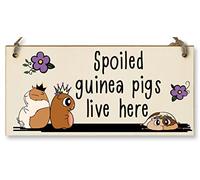 Handmade Wooden Hanging Wall Plaque Spoiled Guinea Pigs Live Here Cute Pet Lover Mum Dad Gift Sign