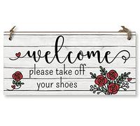 Handmade Wooden Hanging Wall Plaque Welcome Please Take Off Shoes Decorative Sign Family Home Hallway