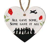 Handmade Wooden Heart Plaque - "All Gave Some, Some Gave It All" - Memorial Hanging Decoration - Ideal Tribute for Veterans, Remembrance Day (Small: 10 cm (H) × 9 cm (W))